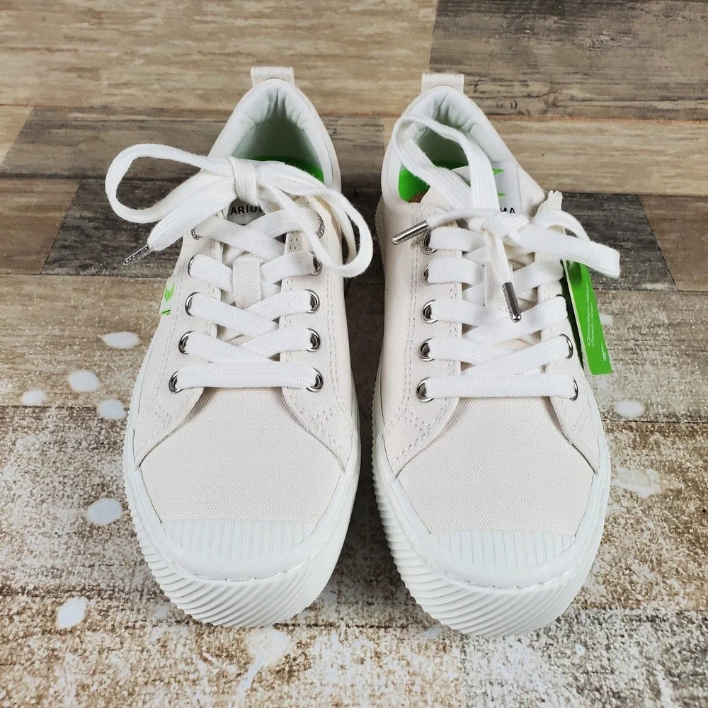 Cariuma OCA‎ Low Womens Shoes Sz 7 Skateboard Off White Canvas Lace Up Sneakers